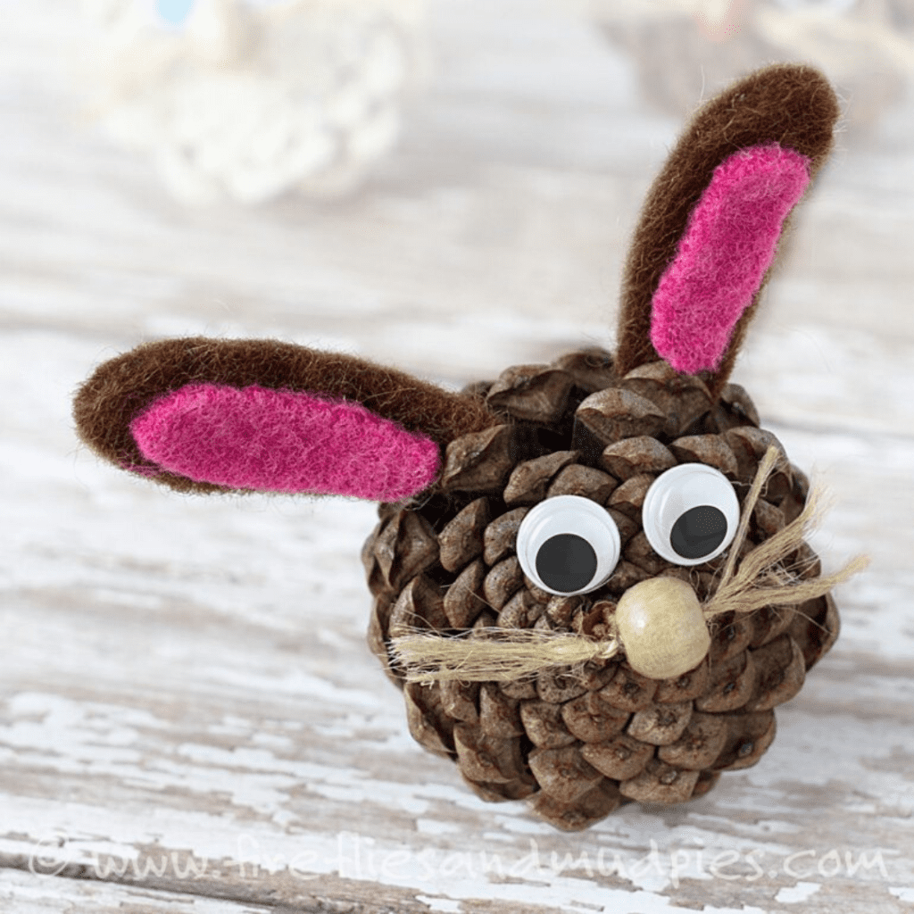 Pinecone Nature Craft Easter Bunny For Kids