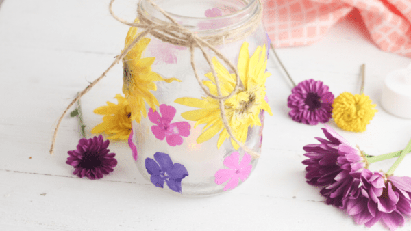 Homemade Pressed-Flower Votive Craft for Mother's Day